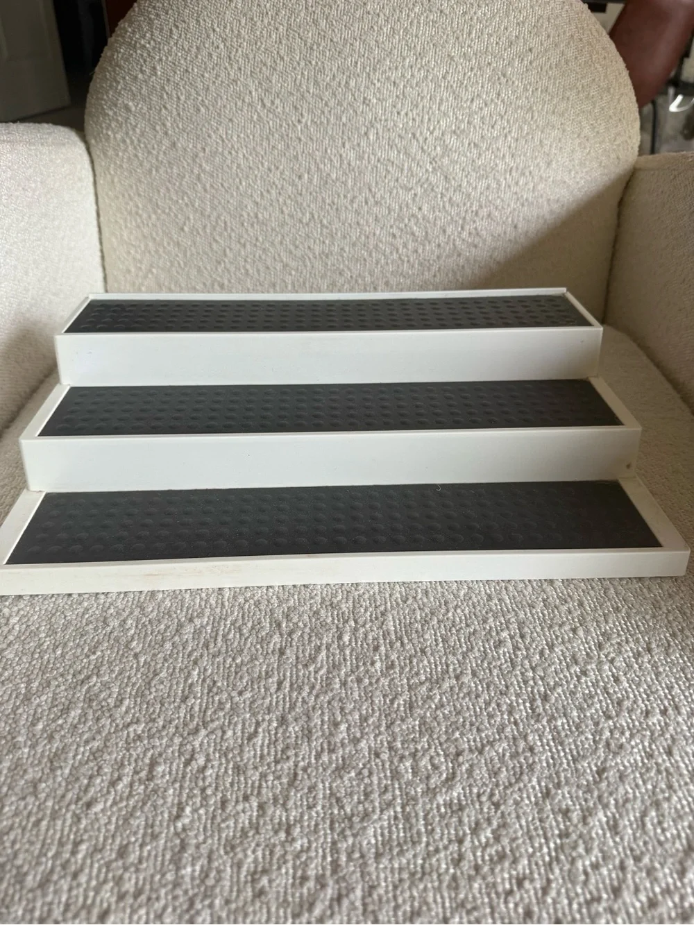 White 3-Tier Display Stand with Black Non-Slip Pads